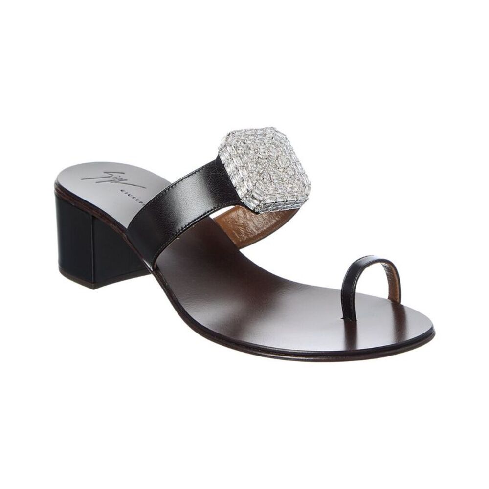 Giuseppe Zanotti Rock 40 Leather Sandal, Black